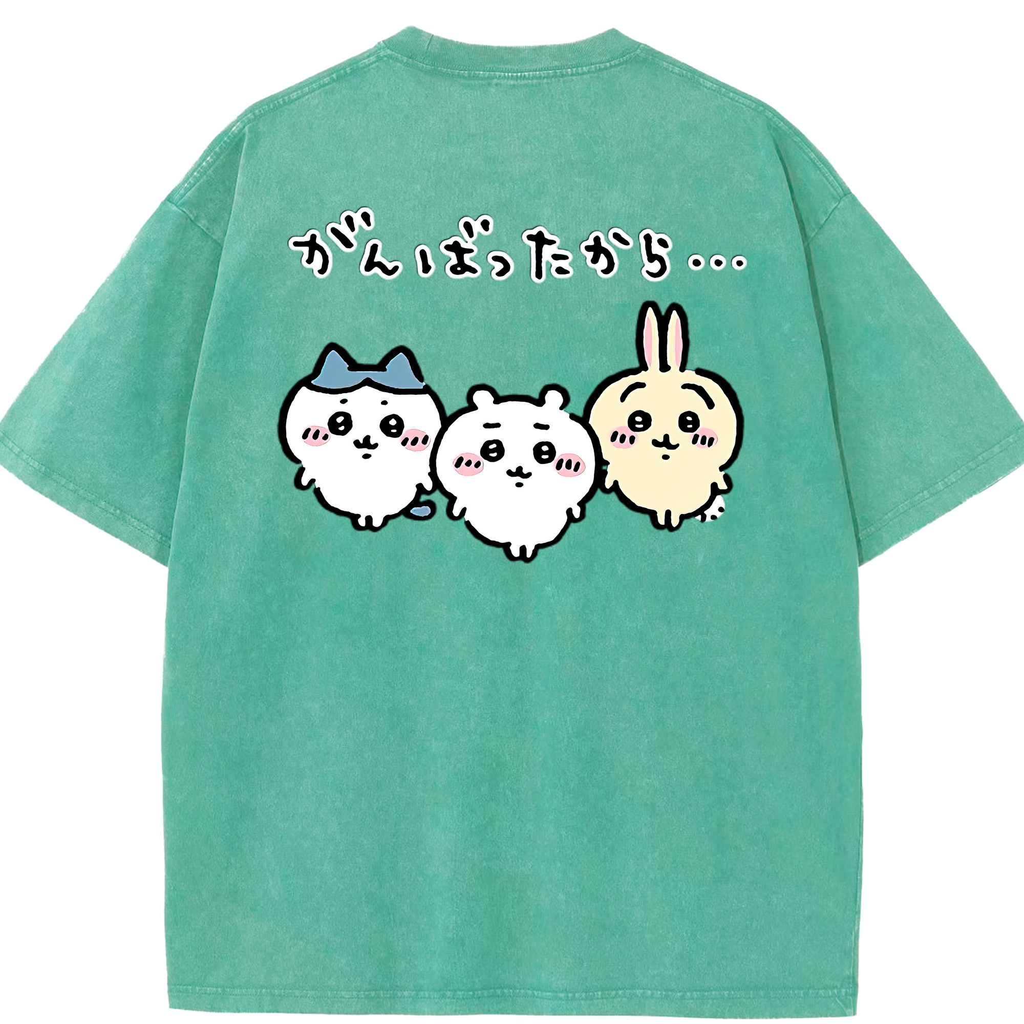 （画像用） ちいかわ ハチワレ Chii-kawa hachiware 綿100% ヴィンテージ風 半袖Tシャツ（背面プリント）